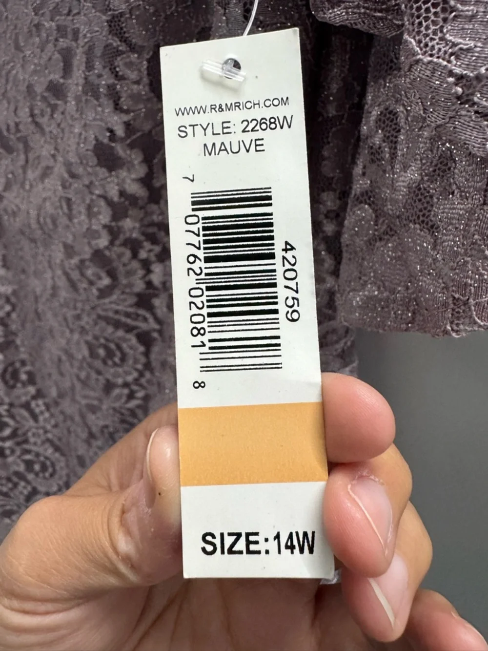 R&M Richards Off-Shoulder Lace A-Line Dress in Dusty Lavender - Picture 3 of 6